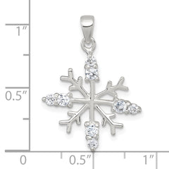 Sterling Silver Polished CZ Snowflake Pendant - 2