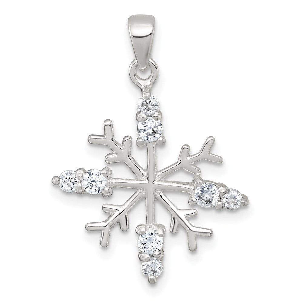 Sterling Silver Polished CZ Snowflake Pendant - 2