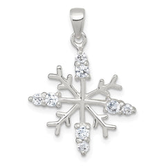 Sterling Silver Polished CZ Snowflake Pendant - 2