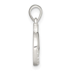 Sterling Silver Polished Pink and White CZ Cut-out Whale Pendant