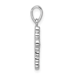 Sterling Silver Rhodium-plated CZ Polished Cross Pendant - 2