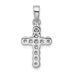 Sterling Silver Rhodium-plated CZ Polished Cross Pendant - 2