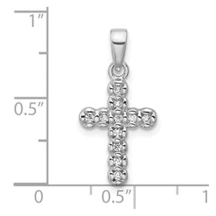 Sterling Silver Rhodium-plated CZ Polished Cross Pendant - 2