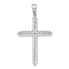 Sterling Silver Rhodium-plated Polished Pave CZ Latin Cross Pendant - 2