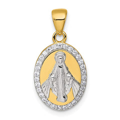 Sterling Silver Gold-tone and Rhodium-plated Polished Miraculous Medal Pendant - 2