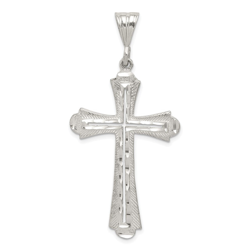 Sterling Silver Diamond-cut Cross Pendant - 2
