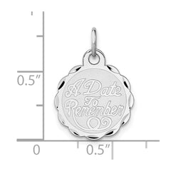 Sterling Silver Rhodium-plated A Date To Remember Disc Charm - 2