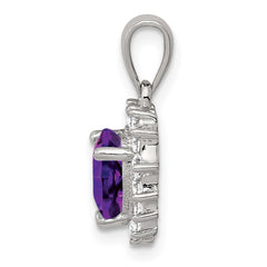 Sterling Silver Rhodium-plated Amethyst and CZ Pendant - 2