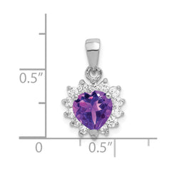 Sterling Silver Rhodium-plated Amethyst and CZ Pendant - 2