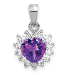 Sterling Silver Rhodium-plated Amethyst and CZ Pendant - 2