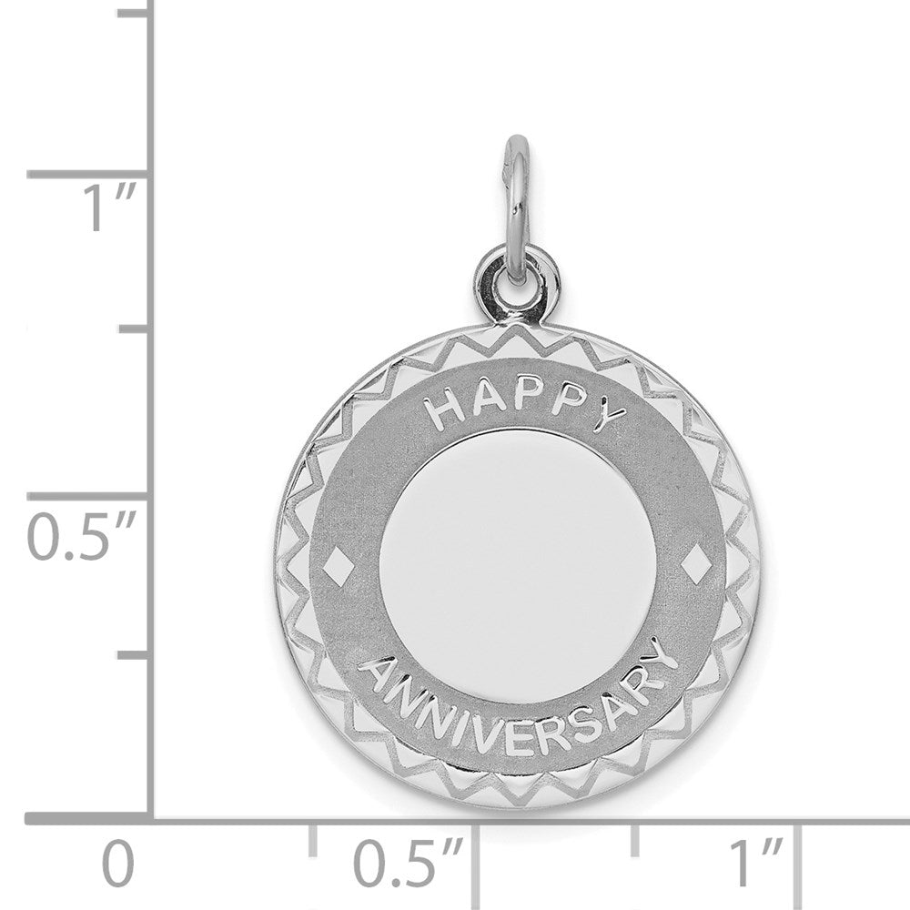Sterling Silver Rhodium-plated Happy Anniversary Disc Charm - 3