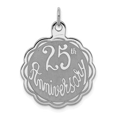 Sterling Silver Rhodium-plated 25th Anniversary Disc Charm - 2