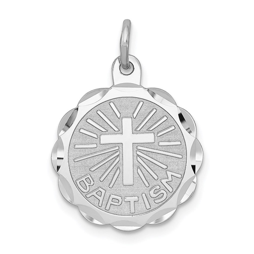 Sterling Silver Rhodium-plated Baptism Disc Charm - 2