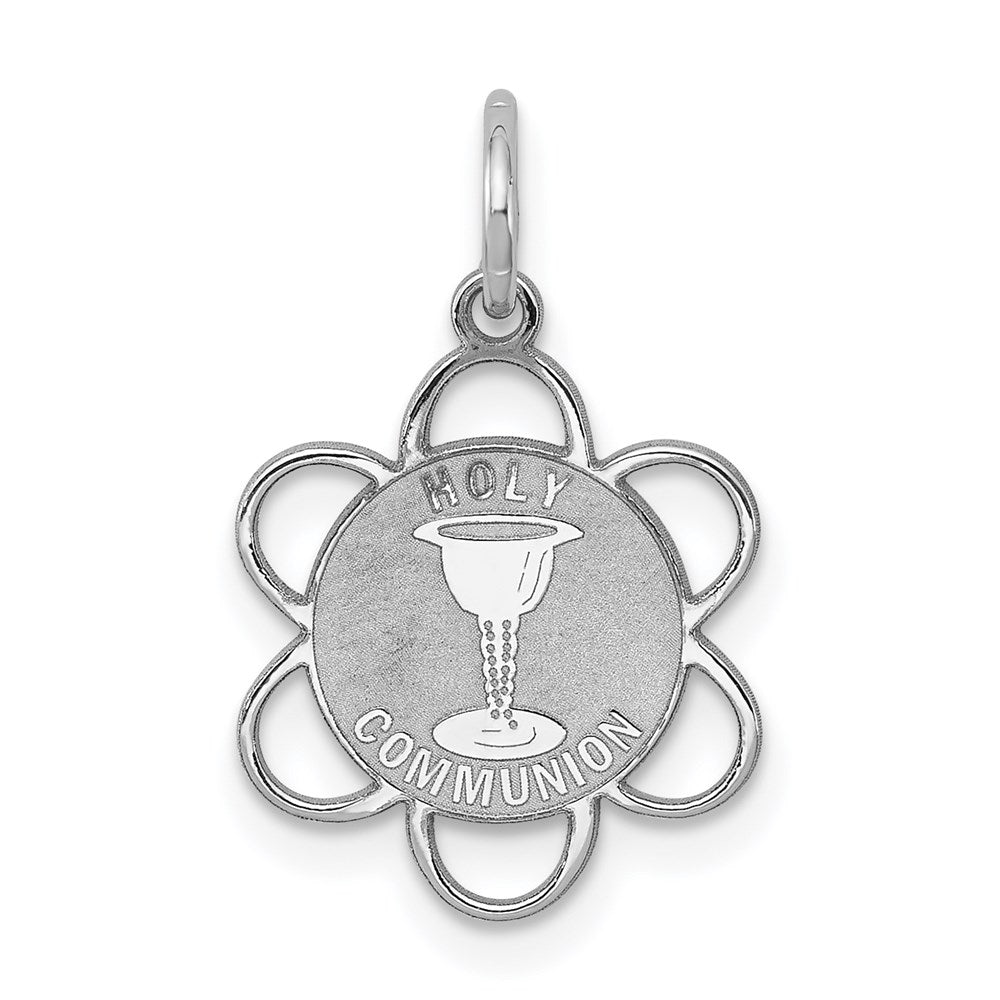 Sterling Silver Rhodium-plated Holy Communion Disc Charm - 2