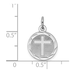 Sterling Silver Rhodium-plated Cross Disc Charm - 3