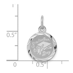 Sterling Silver Rhodium-plated Graduation Day Disc Charm - 5