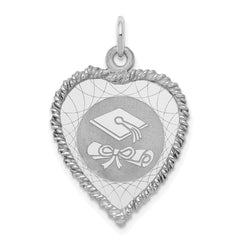 Sterling Silver Rhodium-plated Graduation Cap & Diploma Disc Charm - 2