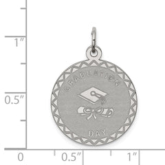 Sterling Silver Rhodium-plated Graduation Day Disc Charm - 4