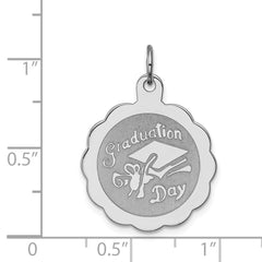 Sterling Silver Rhodium-plated Graduation Day Disc Charm - 6