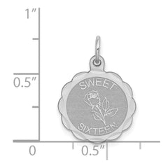Sterling Silver Rhodium-plated Sweet Sixteen Disc Charm - 2