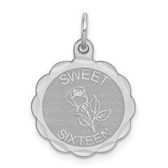 Sterling Silver Rhodium-plated Sweet Sixteen Disc Charm - 2
