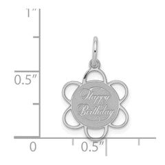 Sterling Silver Rhodium-plated Happy Birthday Disc Charm - 4