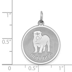 Sterling Silver Rhodium-plated Bull Dog Disc Charm