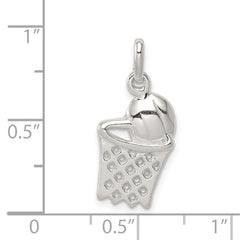 Sterling Silver Basketball in Hoop Charm
