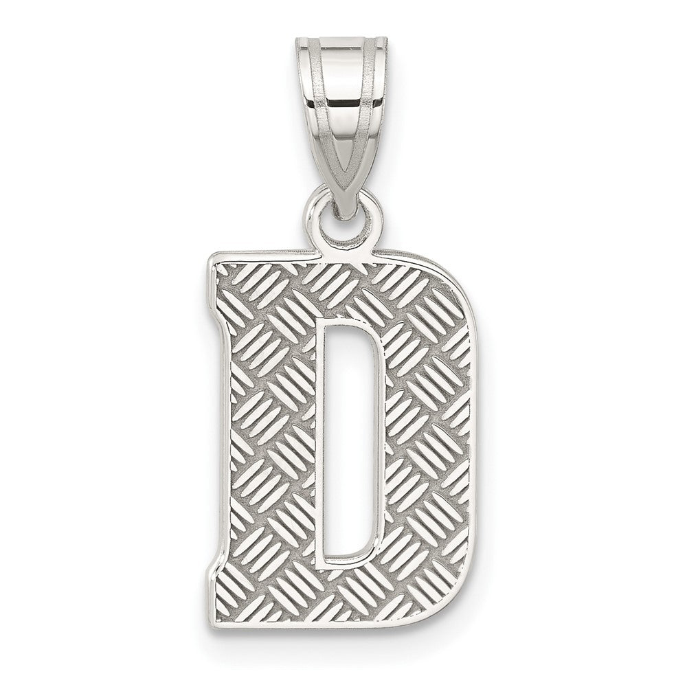 Sterling Silver Rhodium-plated Letter D Initial Pendant - 2