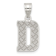 Sterling Silver Rhodium-plated Letter D Initial Pendant - 2