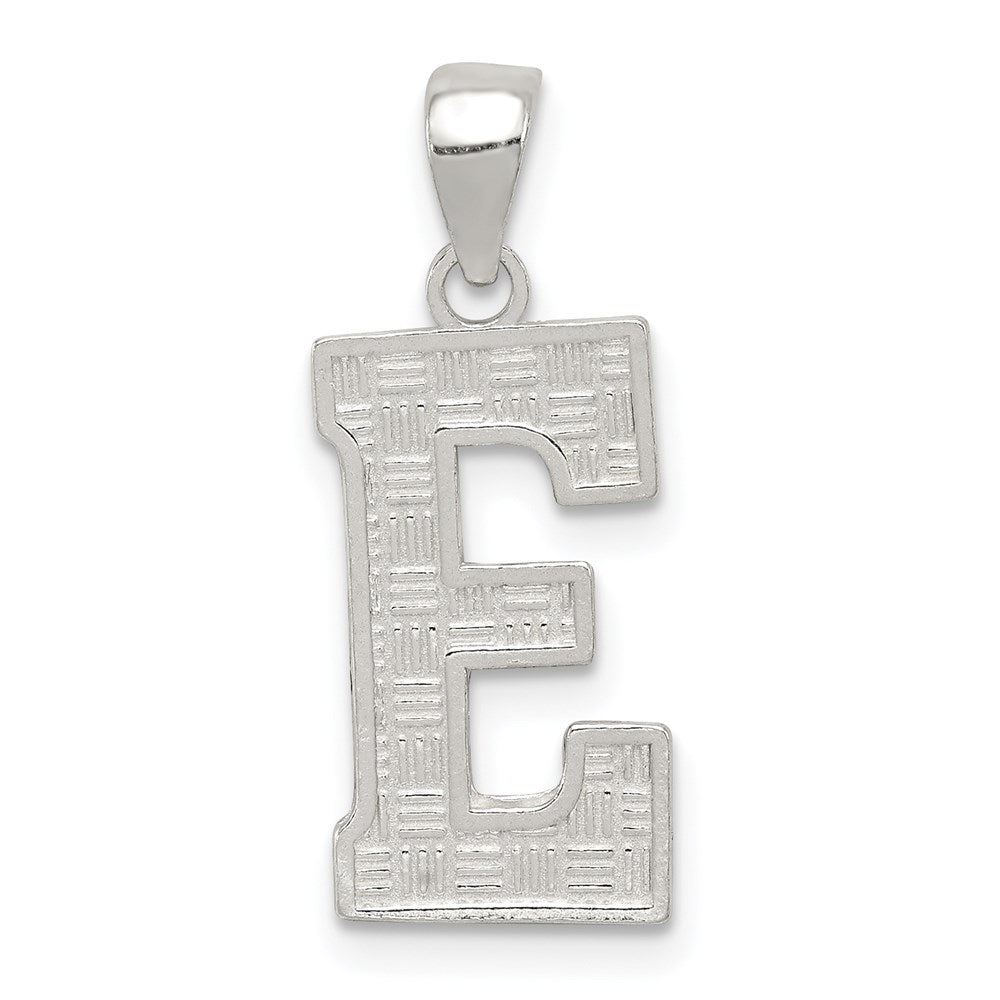 Sterling Silver Rhodium-plated Letter E Initial Pendant - 2