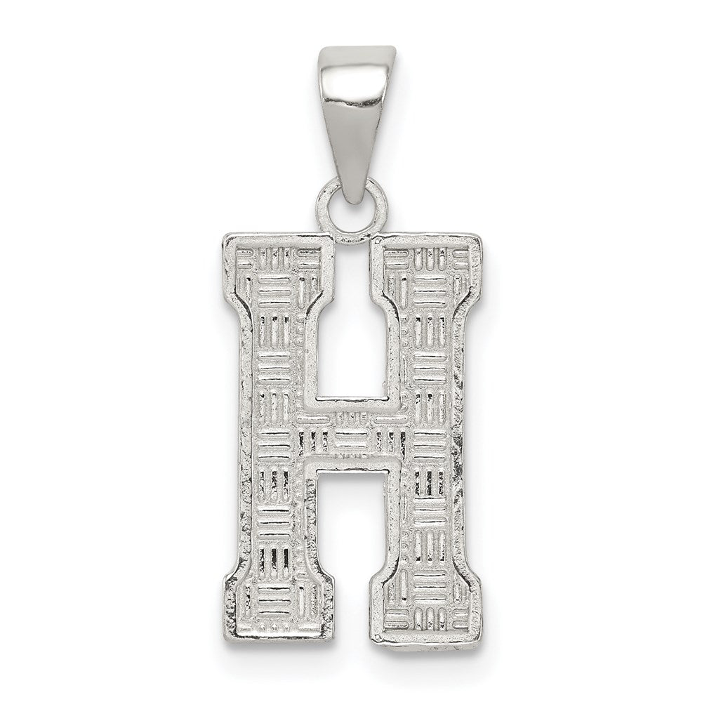 Sterling Silver Rhodium-plated Letter H Initial Pendant - 2