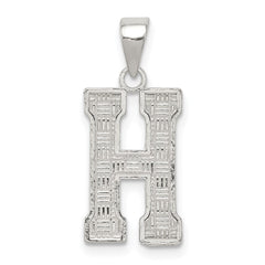 Sterling Silver Rhodium-plated Letter H Initial Pendant - 2