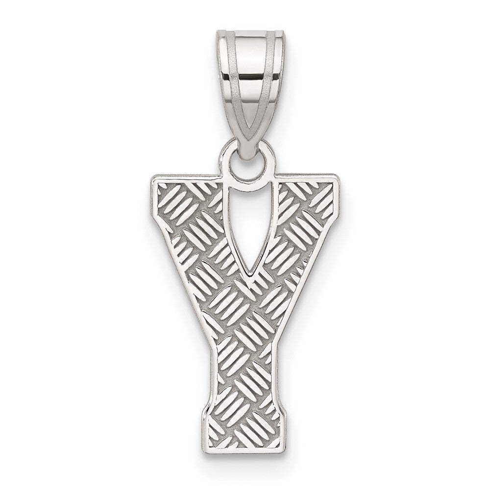 Sterling Silver Rhodium-plated Letter Y Initial Pendant - 2