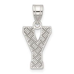 Sterling Silver Rhodium-plated Letter Y Initial Pendant - 2