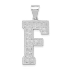 Sterling Silver Rhodium-plated Letter F Initial Pendant - 2