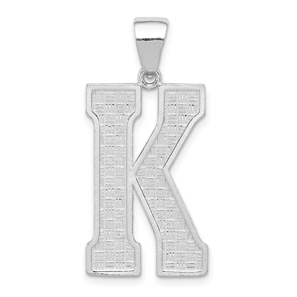 Sterling Silver Rhodium-plated Letter K Initial Pendant - 2