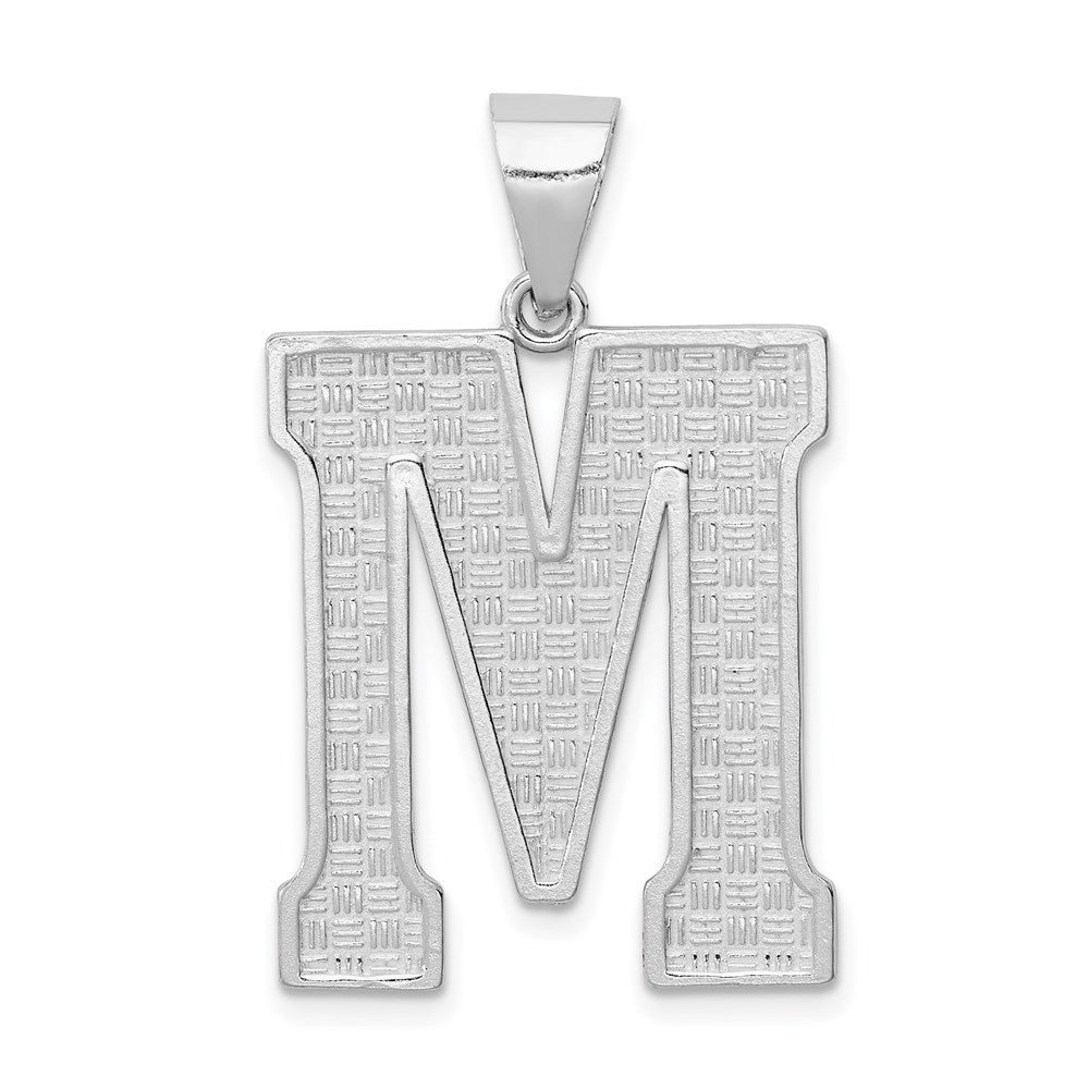 Sterling Silver Rhodium-plated Letter M Initial Pendant - 2