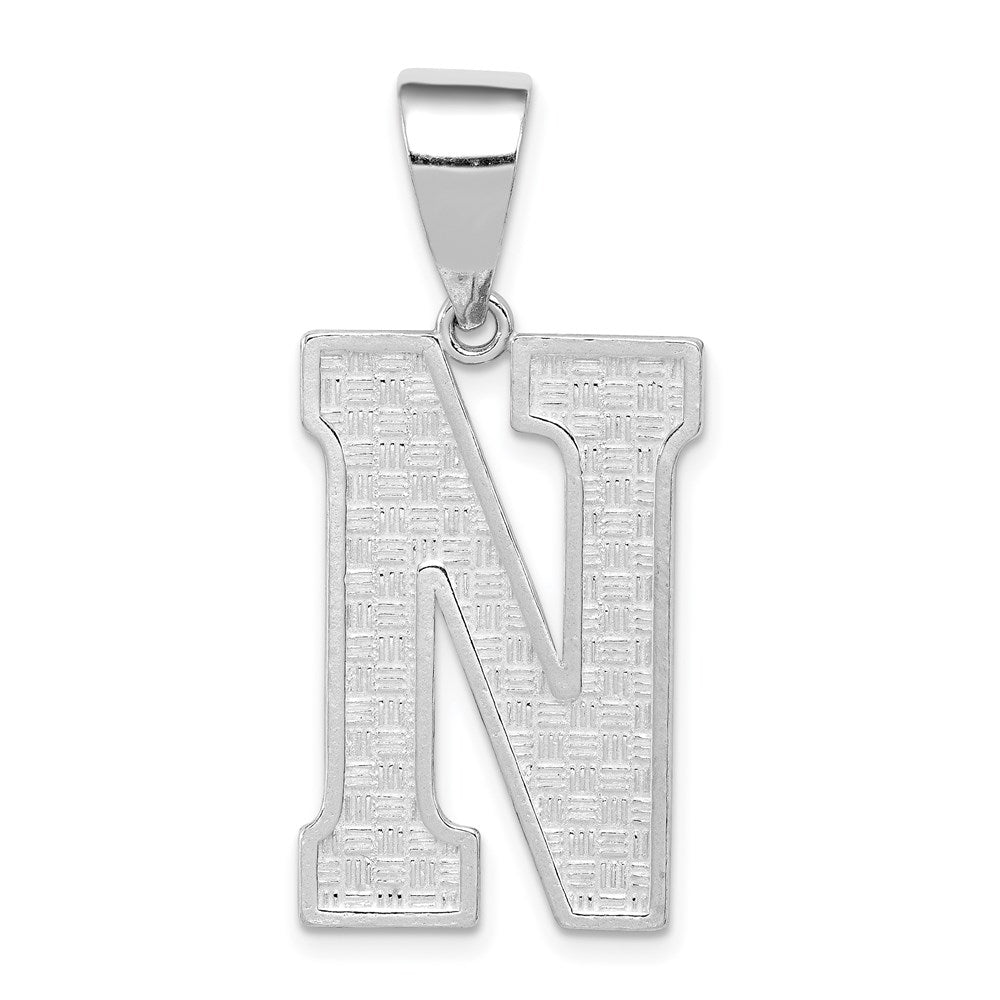 Sterling Silver Rhodium-plated Letter N Initial Pendant - 2