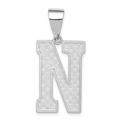 Sterling Silver Rhodium-plated Letter N Initial Pendant - 2