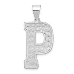 Sterling Silver Rhodium-plated Letter P Initial Pendant - 2