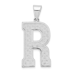 Sterling Silver Rhodium-plated Letter R Initial Pendant - 2