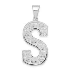 Sterling Silver Rhodium-plated Letter S Initial Pendant - 2