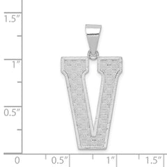 Sterling Silver Rhodium-plated Letter V Initial Pendant - 2