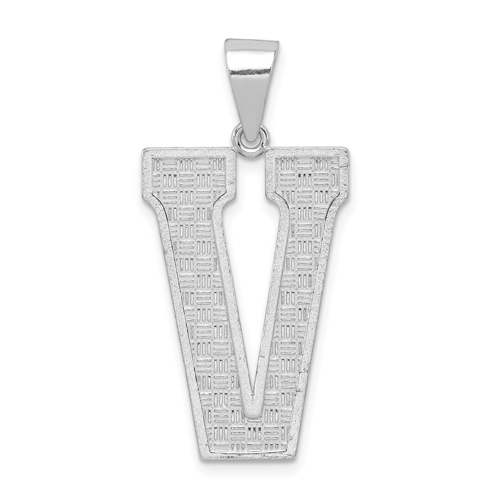 Sterling Silver Rhodium-plated Letter V Initial Pendant - 2