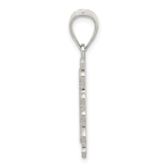 Sterling Silver Square Diamond-cut Letter O Initial Pendant