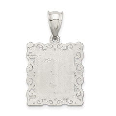 Sterling Silver Square Diamond-cut Letter T Initial Pendant