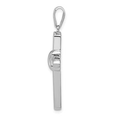 Sterling Silver Rhodium-plated CZ Cross Charm - 2
