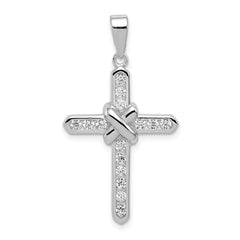 Sterling Silver Rhodium-plated CZ Cross Charm - 2