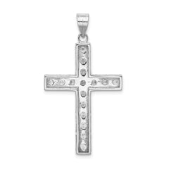 Sterling Silver Rhodium-plated CZ Latin Cross Pendant - 3